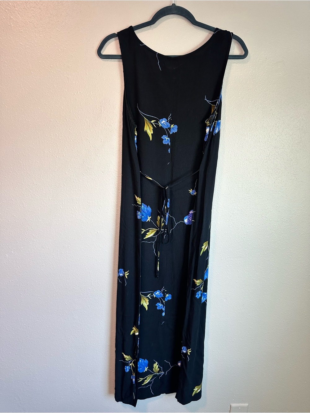 Vintage Tabloid Dress Size 12 Blue Purple Floral Sleeveless Full Length Coastal - Picture 2 of 4